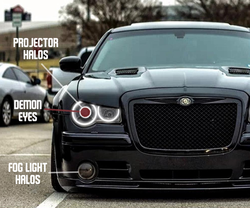 2005-2010 Chrysler 300C/SRT RGBW Color-Chasing Halo Headlights (Flow Series) LED headlight kit AutoLEDTech Oracle Lighting Trendz Flow Series RGBHaloKits OneUpLighting Morimoto
