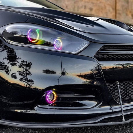 2013-2016 Dodge Dart RGBW Color-Chasing LED Halo Kit LED headlight kit AutoLEDTech Oracle Lighting Trendz Flow Series RGBHaloKits OneUpLighting Morimoto