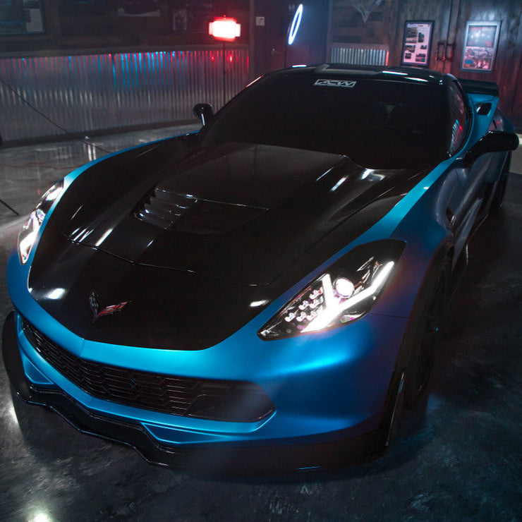 2014-2019 Chevrolet C7 Corvette LED DRL Projector Headlights - Aventador Style LED headlight kit AutoLEDTech Oracle Lighting Trendz Flow Series RGBHaloKits OneUpLighting Morimoto