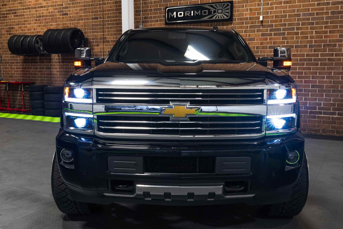 2015-2019 Chevrolet Silverado 2500 3500 HD LED DRL Projector Replacement Headlights LED headlight kit AutoLEDTech Oracle Lighting Trendz Flow Series RGBHaloKits OneUpLighting Morimoto