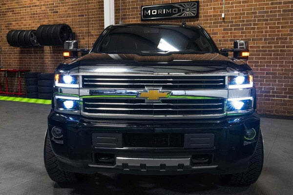 2014-2015 Chevrolet Silverado 1500 LED DRL Projector Replacement Headlights LED headlight kit AutoLEDTech Oracle Lighting Trendz Flow Series RGBHaloKits OneUpLighting Morimoto
