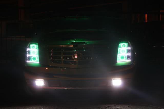 2007-2014 Cadillac Escalade Color-Chasing Halo Kit LED headlight kit AutoLEDTech Oracle Lighting Trendz Flow Series RGBHaloKits OneUpLighting Morimoto