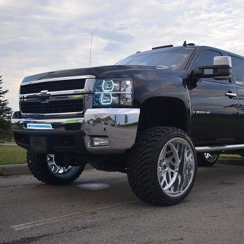 2007-2013 Chevrolet Silverado RGBW Color-Chasing LED Halo Kit LED headlight kit AutoLEDTech Oracle Lighting Trendz Flow Series RGBHaloKits OneUpLighting Morimoto