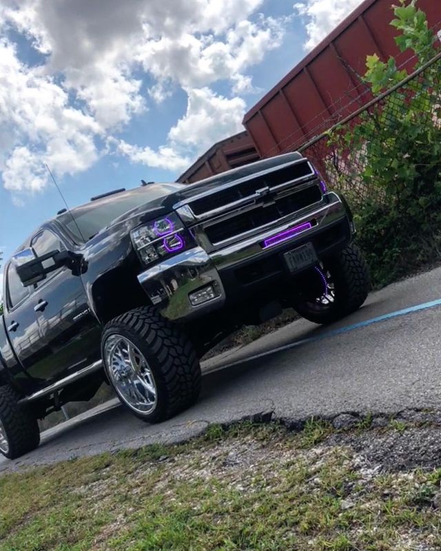 2007-2013 Chevrolet Silverado RGBW Color-Chasing LED Halo Kit LED headlight kit AutoLEDTech Oracle Lighting Trendz Flow Series RGBHaloKits OneUpLighting Morimoto