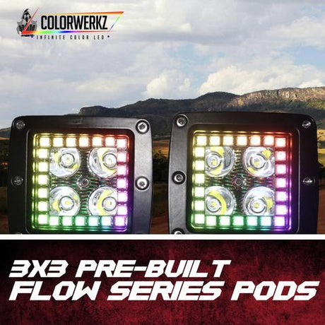 Flow Series 3x3 LED Halo Pods LED headlight kit AutoLEDTech Oracle Lighting Trendz Flow Series RGBHaloKits OneUpLighting Morimoto