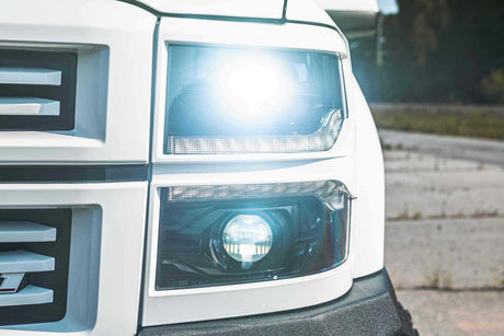 2014-2015 Chevrolet Silverado 1500 LED DRL Projector Replacement Headlights LED headlight kit AutoLEDTech Oracle Lighting Trendz Flow Series RGBHaloKits OneUpLighting Morimoto