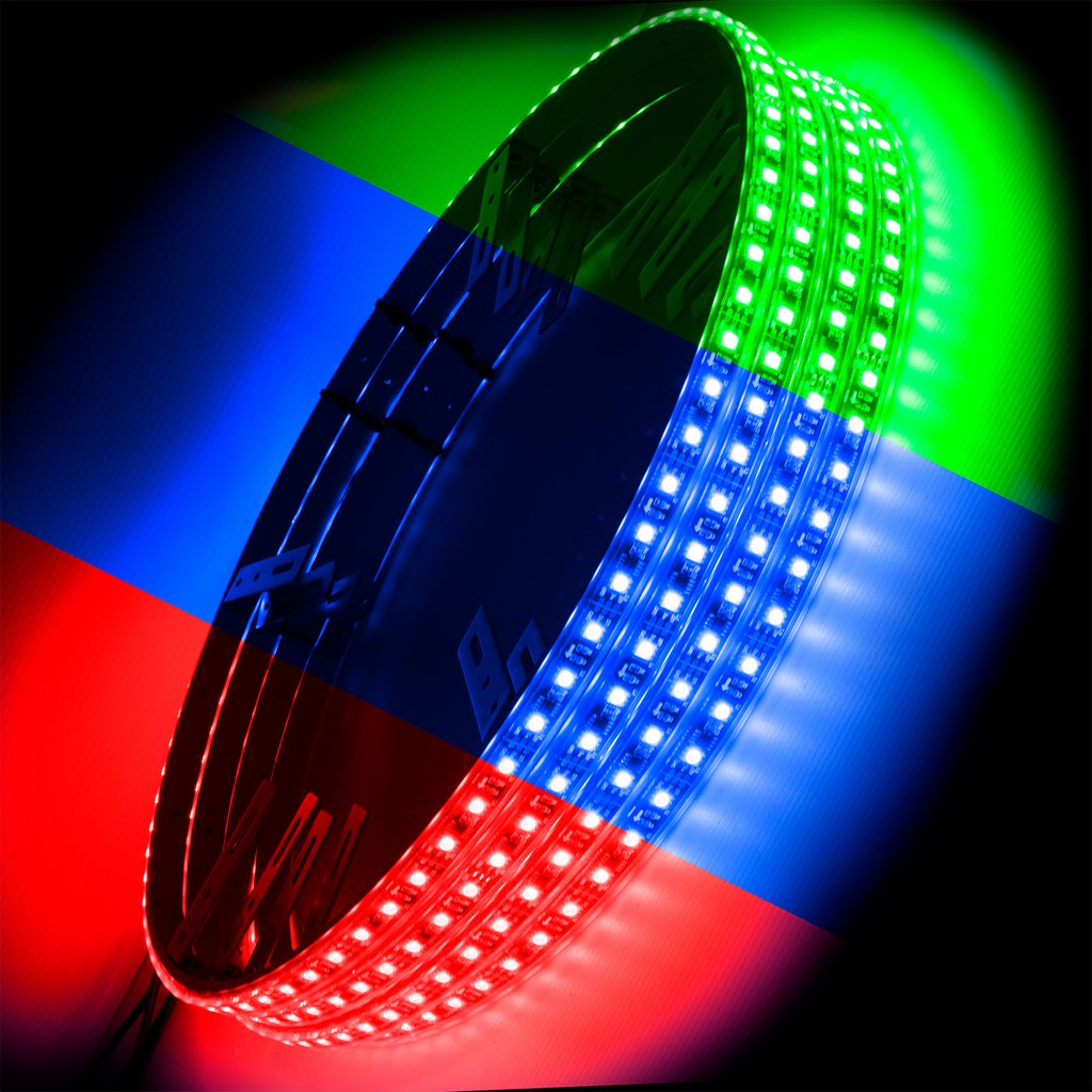 Color-Changing RGB & RGBW LED Wheel Ring Lights Kit LED headlight kit AutoLEDTech Oracle Lighting Trendz Flow Series RGBHaloKits OneUpLighting Morimoto