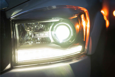 2006-2008 Dodge Ram LED DRL Projector Headlights - 2013+ Replica Design LED headlight kit AutoLEDTech Oracle Lighting Trendz Flow Series RGBHaloKits OneUpLighting Morimoto