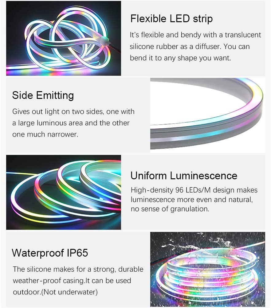 Slim Flexible Color-Chasing RGBW LED DRL Tube Rope Strips (12" | 24" | 36") LED headlight kit AutoLEDTech Oracle Lighting Trendz Flow Series RGBHaloKits OneUpLighting Morimoto