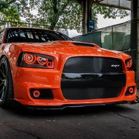 2008-2010 Dodge Charger RGBW Color-Chasing LED Halo Projector Headlights (Flow Series) LED headlight kit AutoLEDTech Oracle Lighting Trendz Flow Series RGBHaloKits OneUpLighting Morimoto