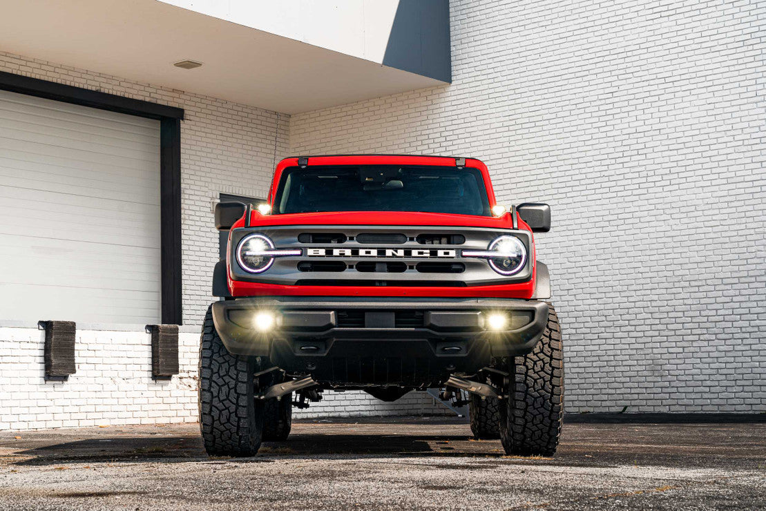 2021-2023+ Ford Bronco White LED DRL Projector Headlights Assemblies LED headlight kit AutoLEDTech Oracle Lighting Trendz Flow Series RGBHaloKits OneUpLighting Morimoto