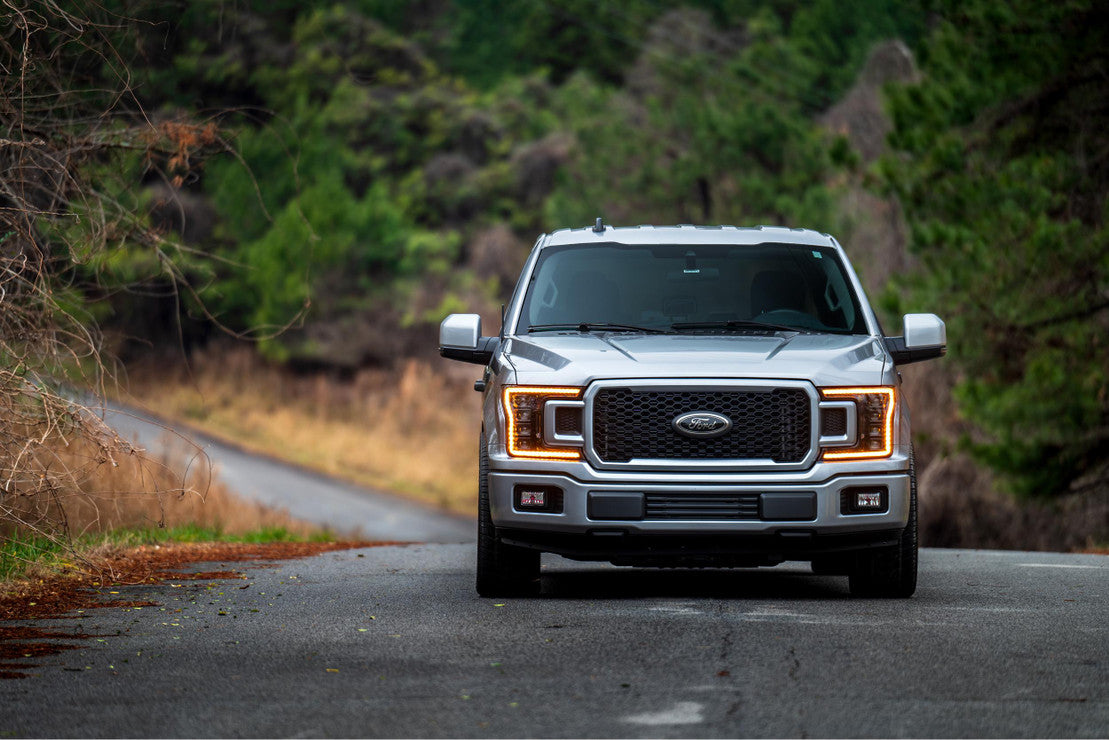 2018-2020 Ford F150 Amber Orange LED DRL Projector Headlights LED headlight kit AutoLEDTech Oracle Lighting Trendz Flow Series RGBHaloKits OneUpLighting Morimoto