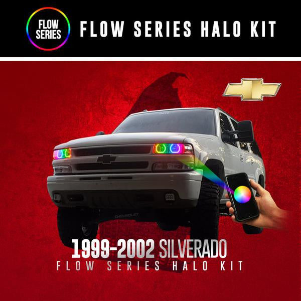 2000-2006 Chevrolet Silverado & Tahoe RGBW Color-Chasing LED Halo Kit LED headlight kit AutoLEDTech Oracle Lighting Trendz Flow Series RGBHaloKits OneUpLighting Morimoto