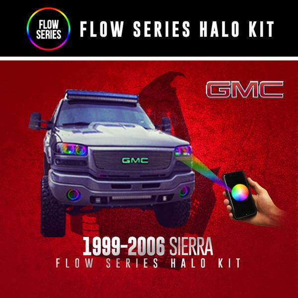 1999-2006 GMC Sierra & Yukon RGBW Color-Chasing LED Halo Kit LED headlight kit AutoLEDTech Oracle Lighting Trendz Flow Series RGBHaloKits OneUpLighting Morimoto