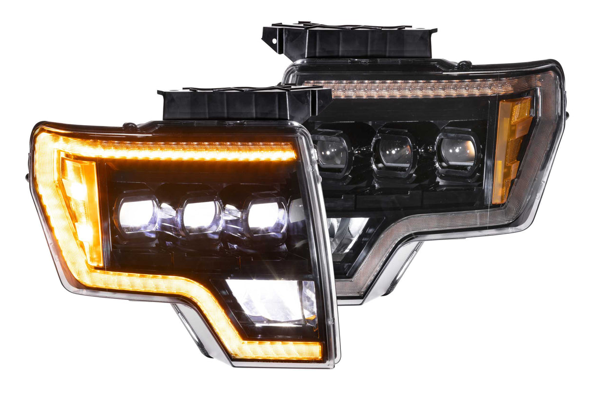 2009-2014 Ford F150/Raptor Amber LED DRL Projector Headlights LED headlight kit AutoLEDTech Oracle Lighting Trendz Flow Series RGBHaloKits OneUpLighting Morimoto