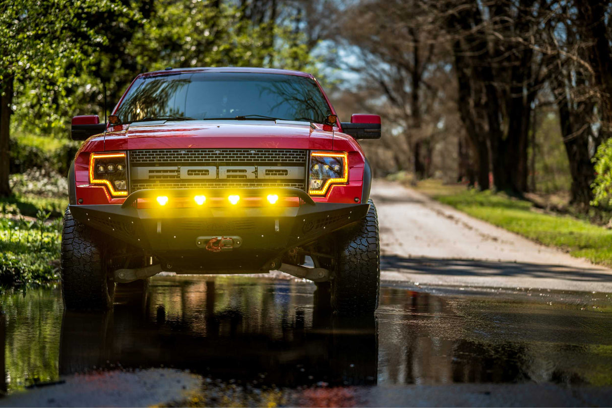 2009-2014 Ford F150/Raptor Amber LED DRL Projector Headlights LED headlight kit AutoLEDTech Oracle Lighting Trendz Flow Series RGBHaloKits OneUpLighting Morimoto