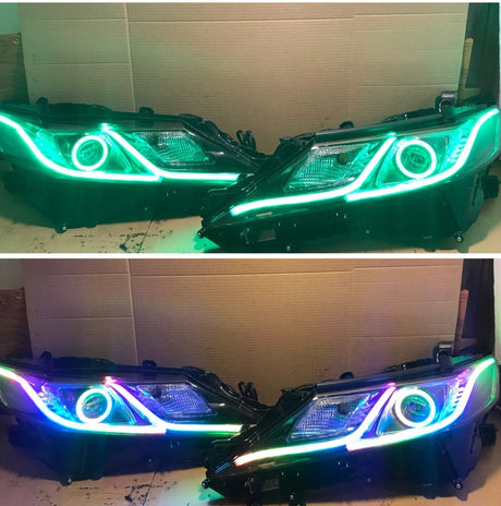 2018-2022 Toyota Camry RGBW Color-Chasing LED Halo DRL Kit LED headlight kit AutoLEDTech Oracle Lighting Trendz Flow Series RGBHaloKits OneUpLighting Morimoto