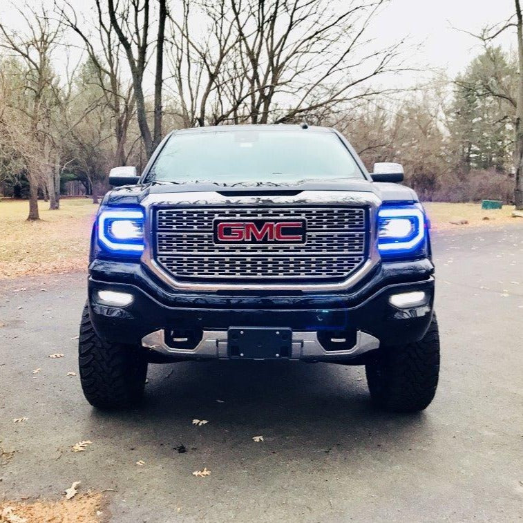 2016-2019 GMC Sierra RGBW Color Chasing LED DRL Boards LED headlight kit AutoLEDTech Oracle Lighting Trendz Flow Series RGBHaloKits OneUpLighting Morimoto