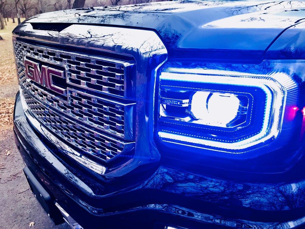 2016-2019 GMC Sierra RGBW Color Chasing LED DRL Boards LED headlight kit AutoLEDTech Oracle Lighting Trendz Flow Series RGBHaloKits OneUpLighting Morimoto