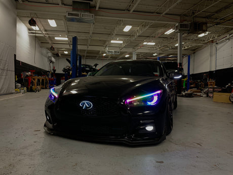 2014-2023 Infiniti Q50 Q60 Q70 Color Changing RGB LED Badge Grill Emblem Logo LED headlight kit AutoLEDTech Oracle Lighting Trendz Flow Series RGBHaloKits OneUpLighting Morimoto