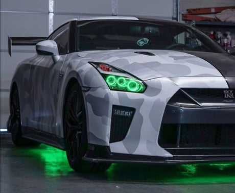 2009-2022 Nissan GT-R R35 RGBW Color-Chasing LED Halo Kit LED headlight kit AutoLEDTech Oracle Lighting Trendz Flow Series RGBHaloKits OneUpLighting Morimoto