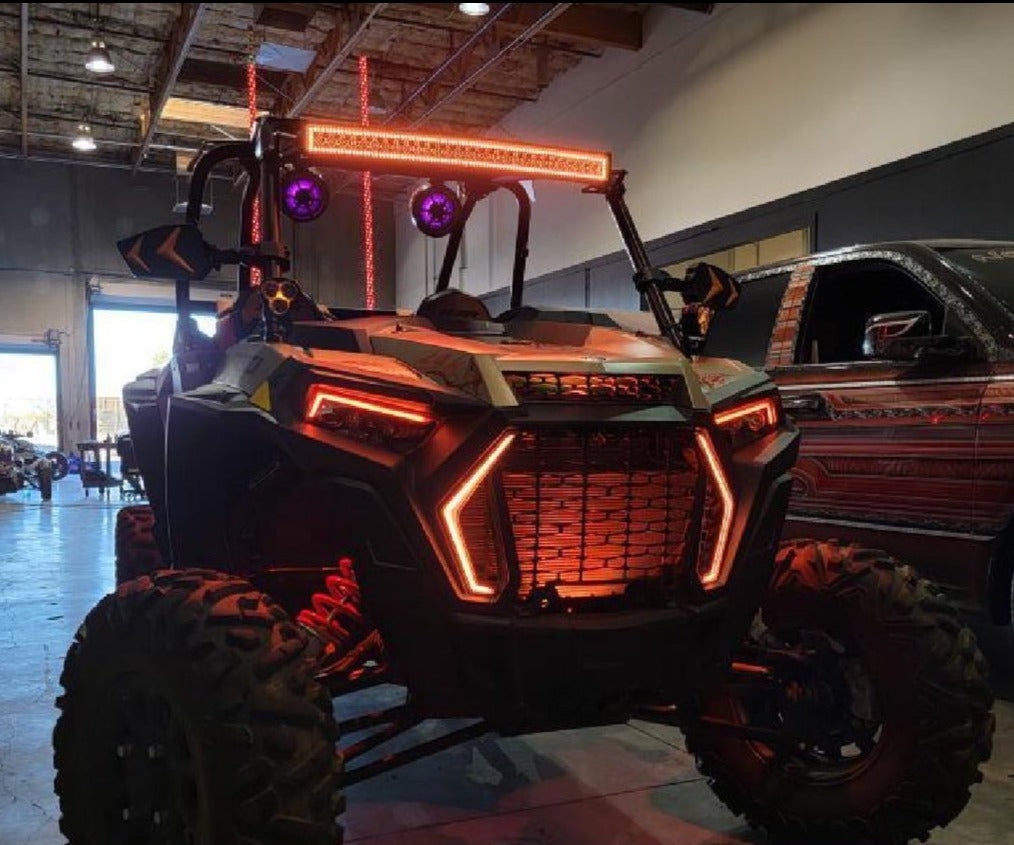 2019-2022 Polaris RZR XP 1000/Turbo/S RGBW Color-Chasing LED Fang Grill DRL Lights LED headlight kit AutoLEDTech Oracle Lighting Trendz Flow Series RGBHaloKits OneUpLighting Morimoto