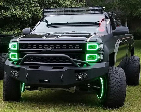 2014-2015 Chevrolet Silverado RGBW Color-Chasing LED Halo Kit (Halogen) LED headlight kit AutoLEDTech Oracle Lighting Trendz Flow Series RGBHaloKits OneUpLighting Morimoto