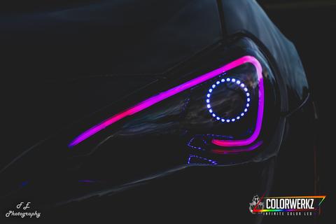 2012-2017 Scion FR-S Spec D RGBW Color-Chasing DRL Boards LED headlight kit AutoLEDTech Oracle Lighting Trendz Flow Series RGBHaloKits OneUpLighting Morimoto