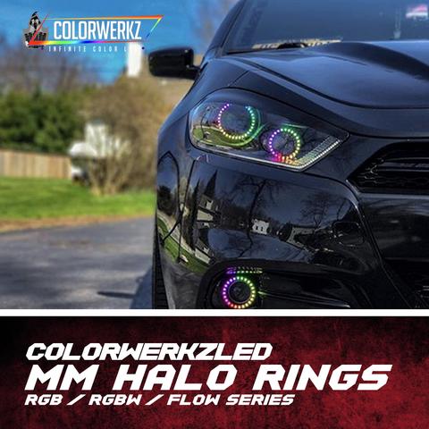 Universal Color-Changing Circular Halo Rings (RGBW) LED headlight kit AutoLEDTech Oracle Lighting Trendz Flow Series RGBHaloKits OneUpLighting Morimoto