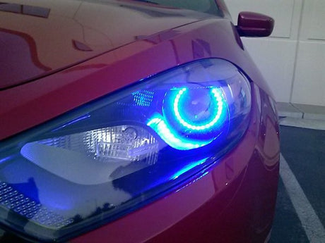 2013-2016 Dodge Dart RGBW Color-Chasing LED Halo Kit LED headlight kit AutoLEDTech Oracle Lighting Trendz Flow Series RGBHaloKits OneUpLighting Morimoto