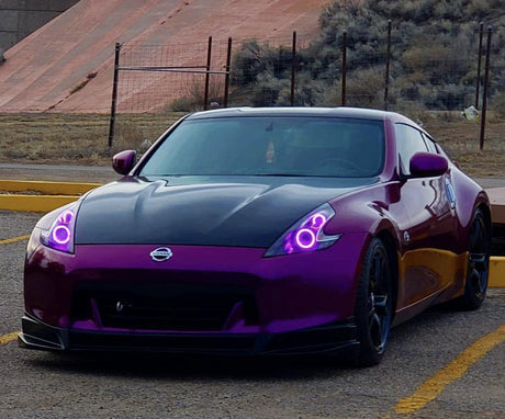 2009-2020 Nissan 370z RGBW Color-Chasing LED Halo Kit LED headlight kit AutoLEDTech Oracle Lighting Trendz Flow Series RGBHaloKits OneUpLighting Morimoto