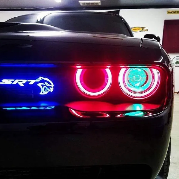 2015-2023 Dodge SRT Hellcat RGBW Flow Series LED Badge Emblem Logo LED headlight kit AutoLEDTech Oracle Lighting Trendz Flow Series RGBHaloKits OneUpLighting Morimoto