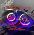 2008-2015 Infiniti G37/Q60 Coupe RGBW Color-Chasing LED Halo Prebuilt Headlights (Flow Series) LED headlight kit AutoLEDTech Oracle Lighting Trendz Flow Series RGBHaloKits OneUpLighting Morimoto