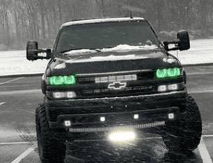 2000-2006 Chevrolet Silverado & Tahoe RGBW Color-Chasing LED Halo Kit LED headlight kit AutoLEDTech Oracle Lighting Trendz Flow Series RGBHaloKits OneUpLighting Morimoto