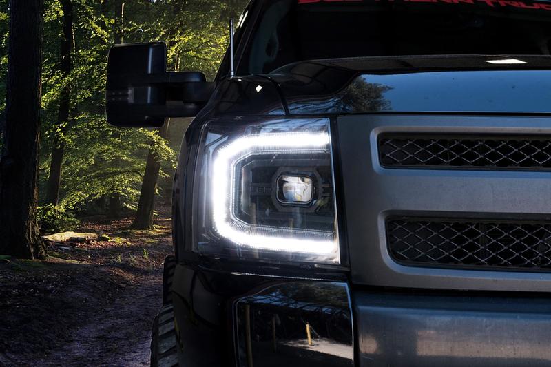 2007-2013 Chevrolet Silverado LED DRL Projector Replacement Headlights LED headlight kit AutoLEDTech Oracle Lighting Trendz Flow Series RGBHaloKits OneUpLighting Morimoto