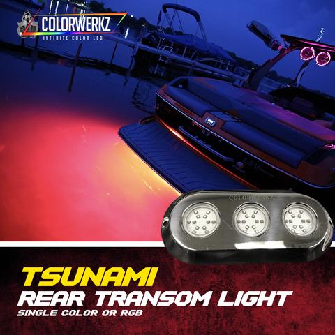 180W Triple Rear Transom Color-Changing LED Marine Light (RGB) LED headlight kit AutoLEDTech Oracle Lighting Trendz Flow Series RGBHaloKits OneUpLighting Morimoto