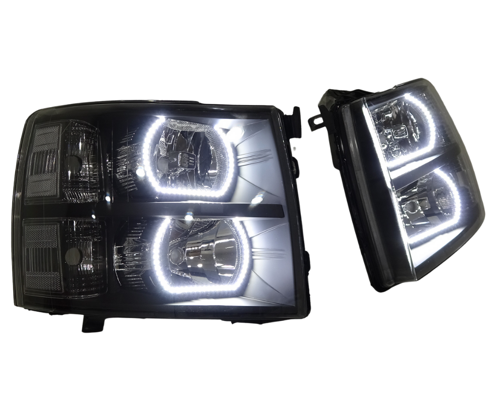 2007-2013 Chevrolet Silverado RGBW Color-Chasing LED Halo Kit LED headlight kit AutoLEDTech Oracle Lighting Trendz Flow Series RGBHaloKits OneUpLighting Morimoto