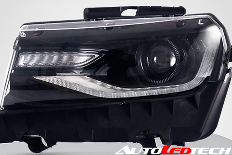 2014-2015 Chevrolet Camaro LED DRL Projector Headlights - 2016+ Style Design LED headlight kit AutoLEDTech Oracle Lighting Trendz Flow Series RGBHaloKits OneUpLighting Morimoto