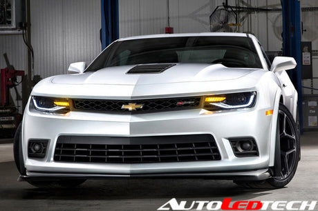 2014-2015 Chevrolet Camaro LED DRL Projector Headlights - 2016+ Style Design LED headlight kit AutoLEDTech Oracle Lighting Trendz Flow Series RGBHaloKits OneUpLighting Morimoto