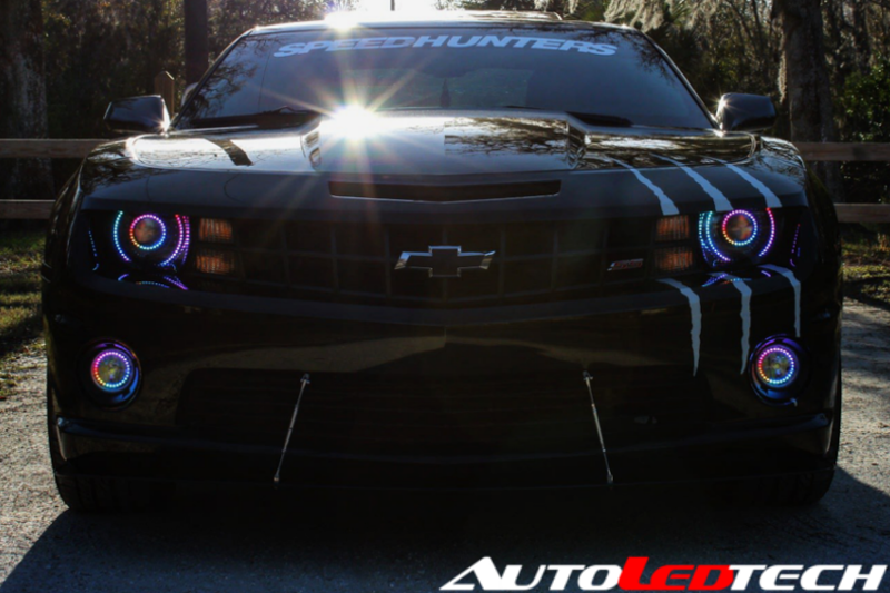 RGB LED Angel Eye Halo Ring Kit For Chevy Camaro 2010-2013 Halogen Headlights - Bluetooth Control