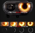 2008-2014 Dodge Challenger RGBW Color-Chasing LED Halo DRL Projector Headlights - 2015+ Style Design LED headlight kit AutoLEDTech Oracle Lighting Trendz Flow Series RGBHaloKits OneUpLighting Morimoto