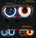 2008-2014 Dodge Challenger RGBW Color-Chasing LED Halo DRL Projector Headlights - 2015+ Style Design LED headlight kit AutoLEDTech Oracle Lighting Trendz Flow Series RGBHaloKits OneUpLighting Morimoto