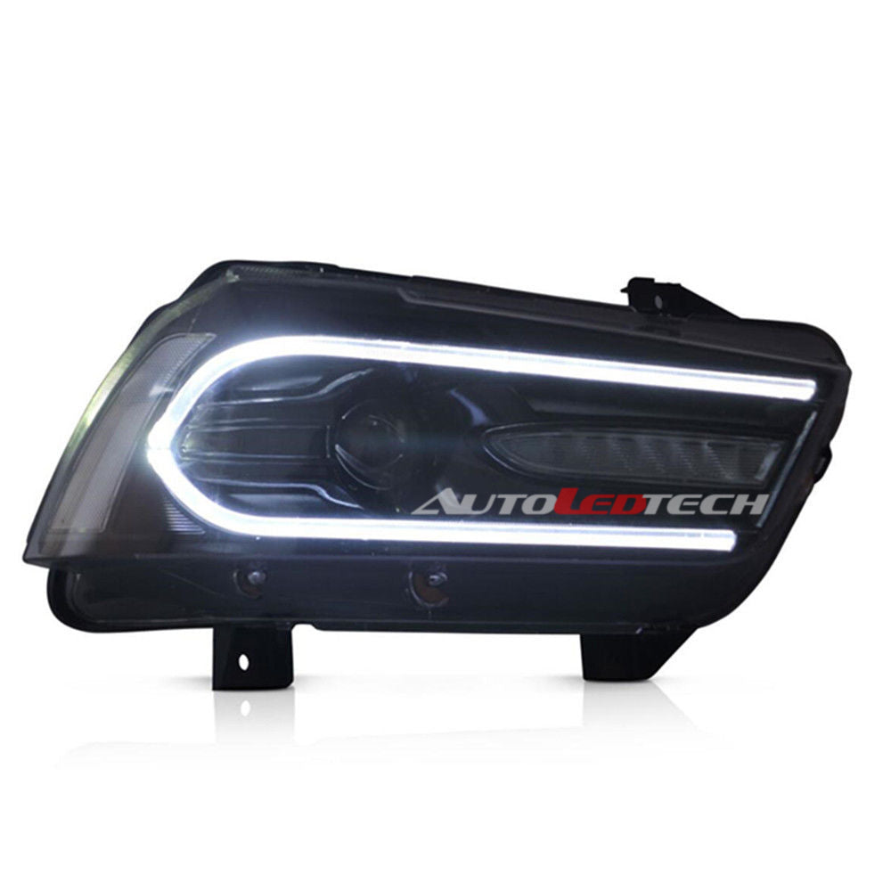 2011-2014 Dodge Charger RGBW Color-Chasing LED DRL Halo Projector Headlights - 2015+ Style Design LED headlight kit AutoLEDTech Oracle Lighting Trendz Flow Series RGBHaloKits OneUpLighting Morimoto