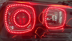 2011-2014 Dodge Charger RGBW Color-Chasing LED Halo OEM Projector Headlights (Flow Series) LED headlight kit AutoLEDTech Oracle Lighting Trendz Flow Series RGBHaloKits OneUpLighting Morimoto