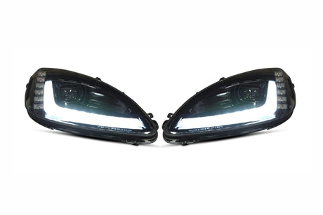 2005-2013 Chevrolet C6 Corvette LED DRL Projector Headlights - 2014+ Replica Design LED headlight kit AutoLEDTech Oracle Lighting Trendz Flow Series RGBHaloKits OneUpLighting Morimoto