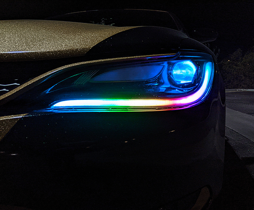 2011-2018 Chrysler 200 RGBW Color-Chasing LED DRL Tubes LED headlight kit AutoLEDTech Oracle Lighting Trendz Flow Series RGBHaloKits OneUpLighting Morimoto