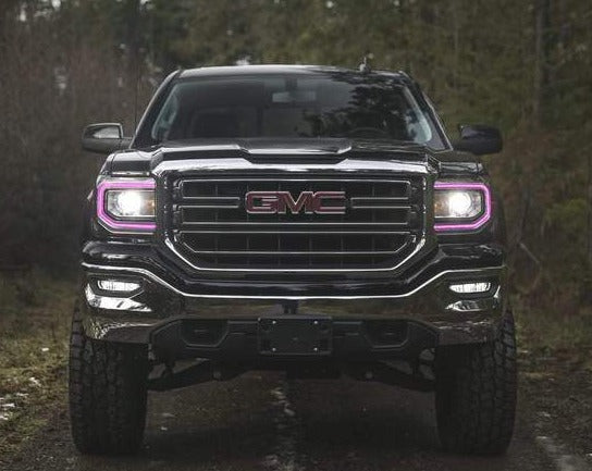 2016-2019 GMC Sierra RGBW Color Chasing LED DRL Boards LED headlight kit AutoLEDTech Oracle Lighting Trendz Flow Series RGBHaloKits OneUpLighting Morimoto