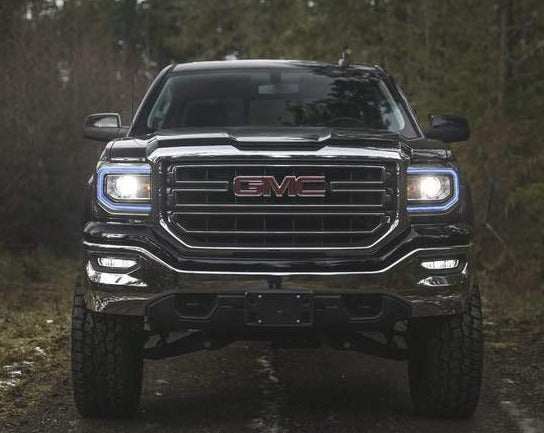 2016-2019 GMC Sierra RGBW Color Chasing LED DRL Boards LED headlight kit AutoLEDTech Oracle Lighting Trendz Flow Series RGBHaloKits OneUpLighting Morimoto