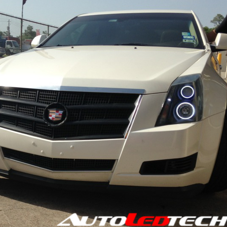 2008-2014 Cadillac CTS RGBW Color-Chasing LED Halo Kit LED headlight kit AutoLEDTech Oracle Lighting Trendz Flow Series RGBHaloKits OneUpLighting Morimoto