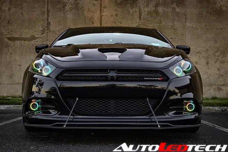 2013-2016 Dodge Dart RGBW Color-Chasing LED Halo Kit LED headlight kit AutoLEDTech Oracle Lighting Trendz Flow Series RGBHaloKits OneUpLighting Morimoto